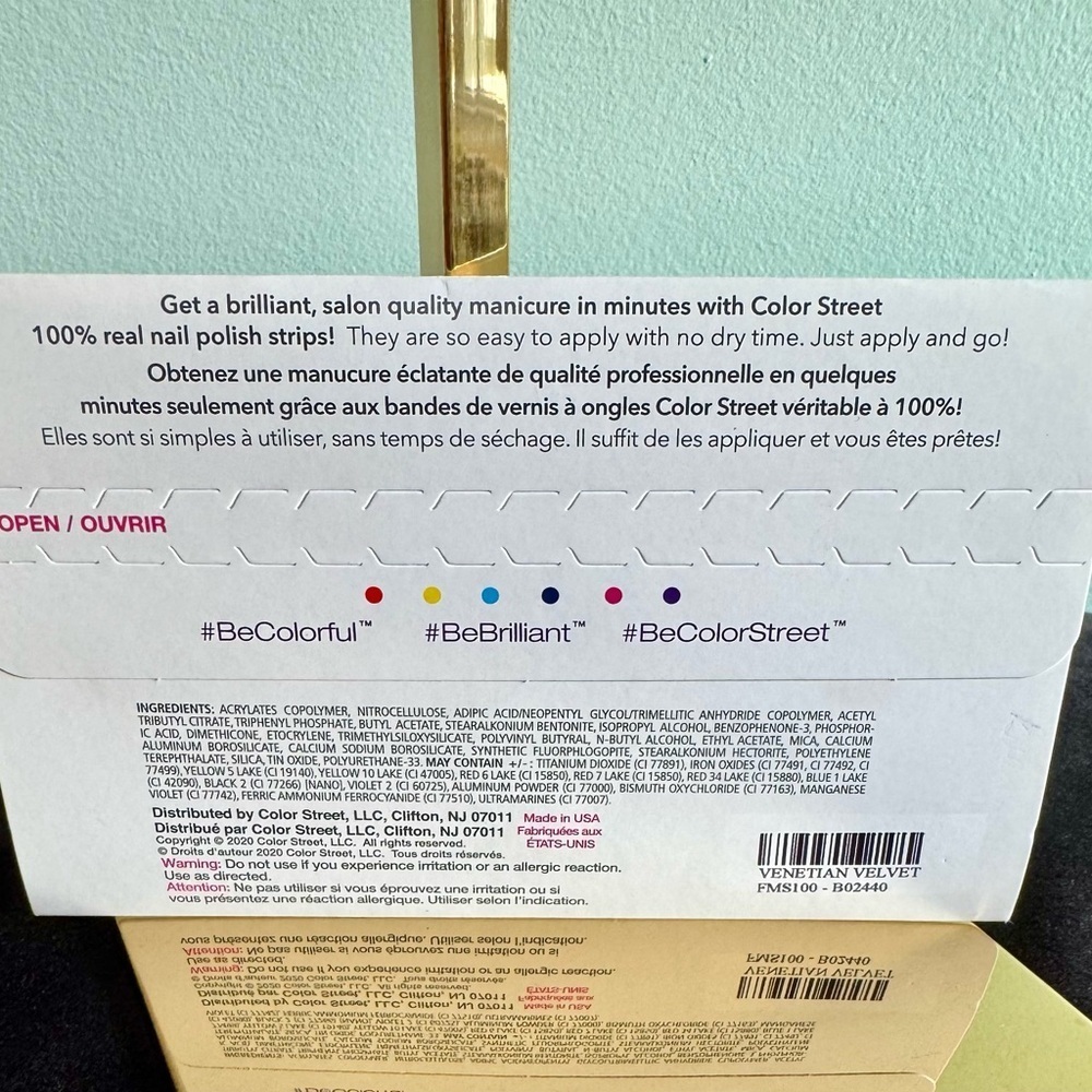 NIB Color street 100% real nail polish strips Venetian velvet - Picture 4 of 4